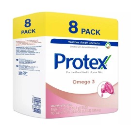 Protex (8 Bars 3.7 oz.) PROTEX OMEGA 3 CLEANING ANTIBACTERIAL SOAP BAR JABON Family PK
