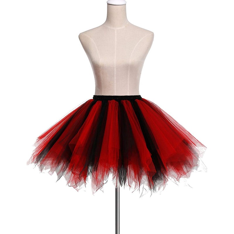 ChicWind Womens Black Red Plus Size Puffy Tutu Layered Tulle