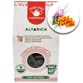 Altarica Siberian Natural Wild Ivan Chai Fireweed Willowherb Fermented Long Loose Leaf Tea Loose & Sea Buckthorn Blend 50g/ 1.76oz