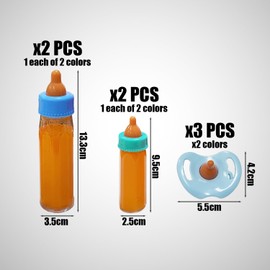 7-Piece Bottle Set, Doll Bottle with Nipple, Doll Juice Bottle, Toy Doll Accessories, Baby Role Play Props, Magic Bottle, Children's Birthday Gift