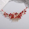 Wekicici Crystal Bride Wedding Hair Comb Red Rhinestone Pearl Hair