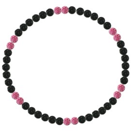 Power Energy Sports Iced Rhinestone Disco Bling Ball Bead Softball Baseball Necklace Black Out Pink - 20" inches