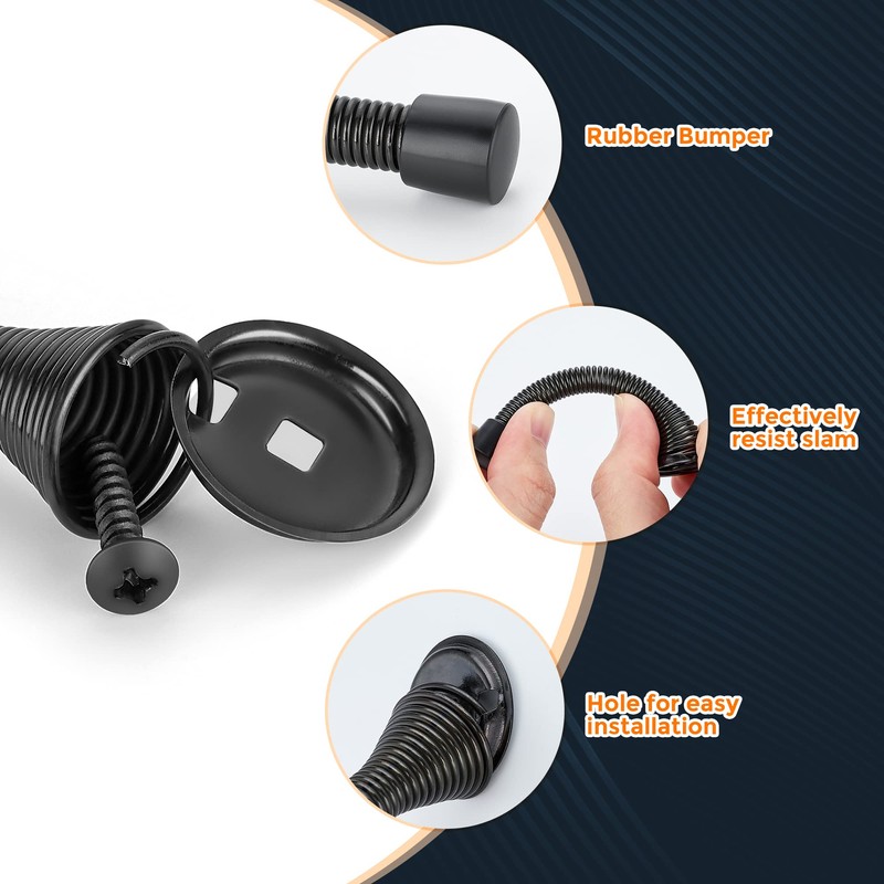 Ravinte Door Stoppers, 12 Pack Black Spring Door Stops with