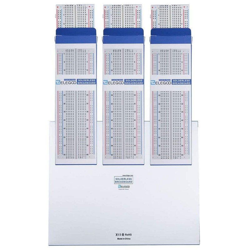 ELEGOO 3pcs Breadboard 830 Point Solderless Prototype PCB Board Kit