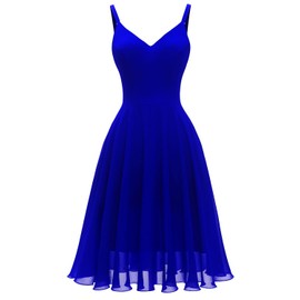 Ellames Women's 2024 Summer Dress Spaghetti Strap Cocktail Swing Beach Dresses V Neck Sundress Royal-Blue Small
