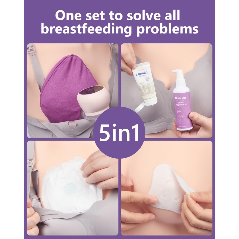 Breastfeeding Essentials Kit for Nursing Moms Nipple Relief, 60 Pcs