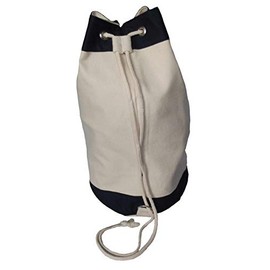 Duffel Bag – Natural/Navy Drawstring Bag (Blue)