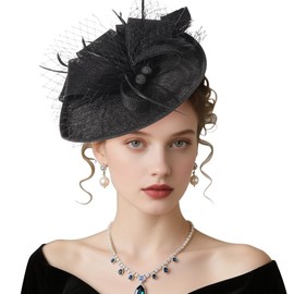 DRESHOW Fascinators Hats for Women Tea Party Hat Vintage Derby Pillbox Kentucky Hat Church Cocktail Headwear