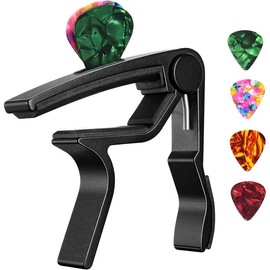Guitar Capo, Black Capo, Pick Holder on Capo for Acoustic Electric Guitar,Ukulele,Mandolin,Banjo (Black) - Color: A-Black capo, Size: MA-Capo