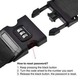 sourcing map Luggage Straps Suitcase Belts with Buckle, Combination Lock, 2Mx5cm Adjustable PP Travel Packing Accessories, Black 2Pcs