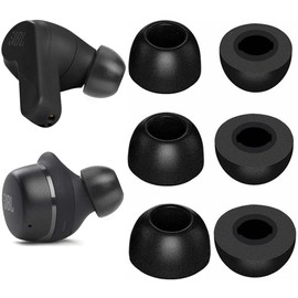 JNSA Memory Foam Ear Tips Noise Canceling Foam Tip Compatible with JBL Vibe 200TWS / Tune 130NC TWS/Free X/Live 300TWS,No Silicone Eartips Pain, Fit in Charging Case, 3 Pairs (S/M/L, Black) 214b3