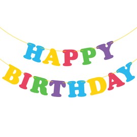 Adecortalk Colorful Happy Birthday Banner Rainbow Bunting Party Banner for Kids Boys Girls Birthday Party Decorations Party Supplies