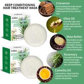 2 Pack Solid Shampoo Bar with Rosemary Oil for Thinning Hair,Natural&Organic Hair Shampoo Soap Bar for Women&Men,Strengthens,Thickens,Controls Oil,Dandruff Solid Soap for Scalp Cleansing&Volume