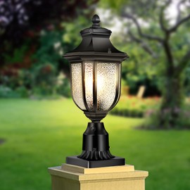 XANGQAN Dusk to Dawn Outdoor Post Lights Light Hardwired 120V with Pier Mount Base, Anti-Rust Pole Lantern, Modern Light Fixture, 100% Aluminum Waterproof Exterior Lamp for Yard, Garden, Pathway