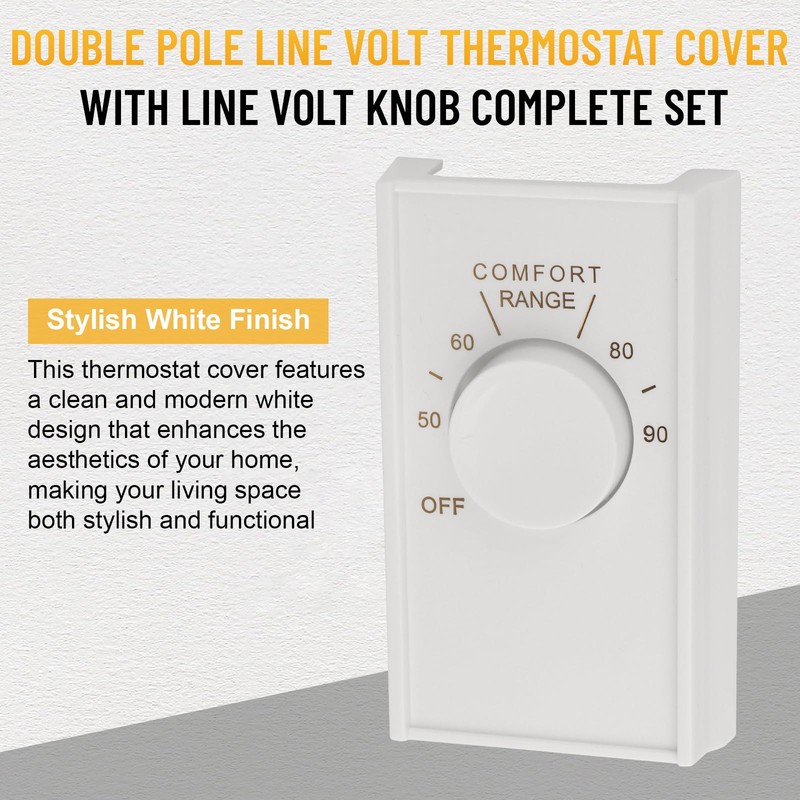 White Double Pole Line Volt Thermostat Cover for Old Style