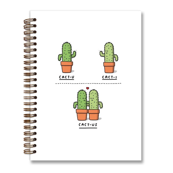 foedor Funny Cactus Spiral Notebook Journal,Cute Hardcover Spiral Notebook for