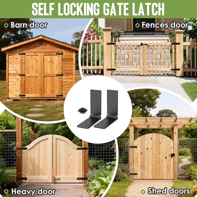 Mdkave Heavy Duty Gate Hinges,270° Solid Double Layer Folding Butt