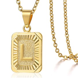 Trendsmax Mens Womens Yellow Gold Plated Initial Capital Letter L Pendant Charm Rolo Chain Necklace 18inch