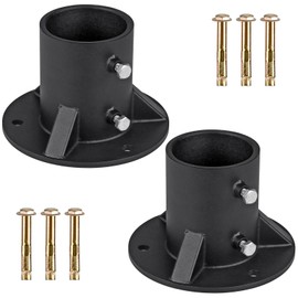 Insaga 3" Base Flange, Chain Link Fence Pole Floor Flange, Heavy Solid Fence Post Concrete Mount for Holding The Fence/Mailbox/Flag Round Post (OD 2-7/8''), Bolts/Side Screws are Included, 2Pieces