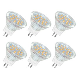 Akynite MR11 GU4 LED 2W Warm White 3000K, 250LM, 120 Degrees, MR11 10W 20W Halogen Replacement, GU4 MR11 12V-24V AC DC LED Recessed Spotlights Warm White for Caravans, Pack of 6