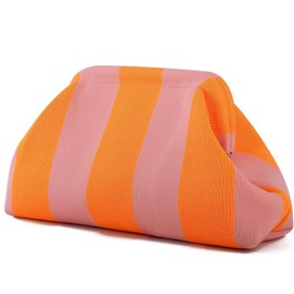 Summer Beach Clutch Purses for Women Woven Crochet Handbags Dumpling Clutch Ruffle Cloud Purse Crochet Bag, gray