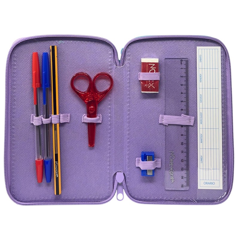 CARTOON Pencil Case 3 Zip Complete 44 Pieces for School