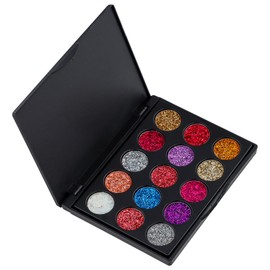 Dewocke 15 Colors Glitter Eyeshadow Palette, Metallic Diamond Sequined Eye Shadow, Highly Pigmented Sparkling Makeup, Ultra-Glam for Eyes, Long Lasting and Waterproof for Party and Stage Make-Up