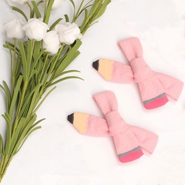 2Pcs Back to School Hair Bow Clips Pink Pencil Hair Clips Cute Pencil Design Hair Bow Barrette for First Day of School Hairgrips for Hair Styling 1st 2nd 3rd 4th 5th Grade Students Hair Accessories
