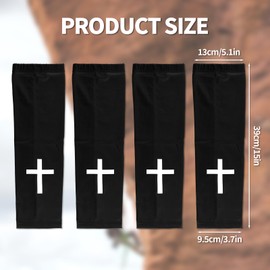 2 Pairs Faith Cross Arm Sleeves, Polyester Quick-Drying Religious Compression Arm Sleeves Sport Supplies for Men Women Running Cycling Baseball Basketball Football Outdoor Activities (Black)