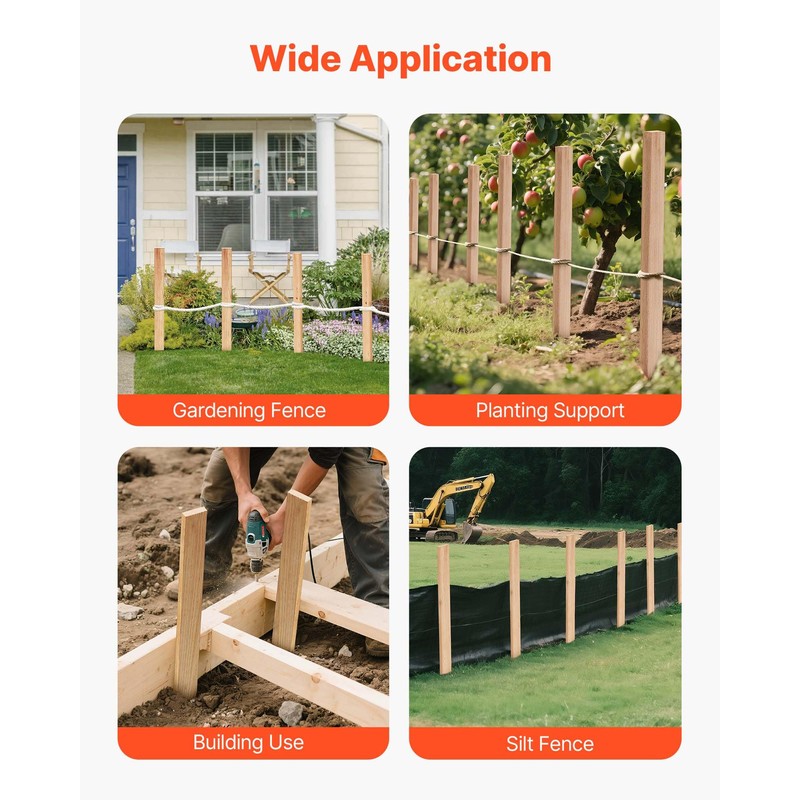 VEVOR Wooden Garden Stakes, 25 Pcs 36 x 0.5 x1.5
