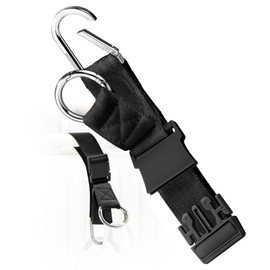 Luggage Straps Suitcase Belt, Elastic Jacket Gripper with Velcro Fastener with D-Ring Hook and Buckle, Small Parts Strap Belt Travel Accessories, Makes Your Hands Free, Dark Black