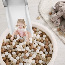 TRENDPLAY Star Ball Pit Balls for Toddlers - 100 Count Star Balls Different Shapes, Non-Toxic Plastic Balls for Safe Play, Boys Girls Festival Party Decoration, Khaki