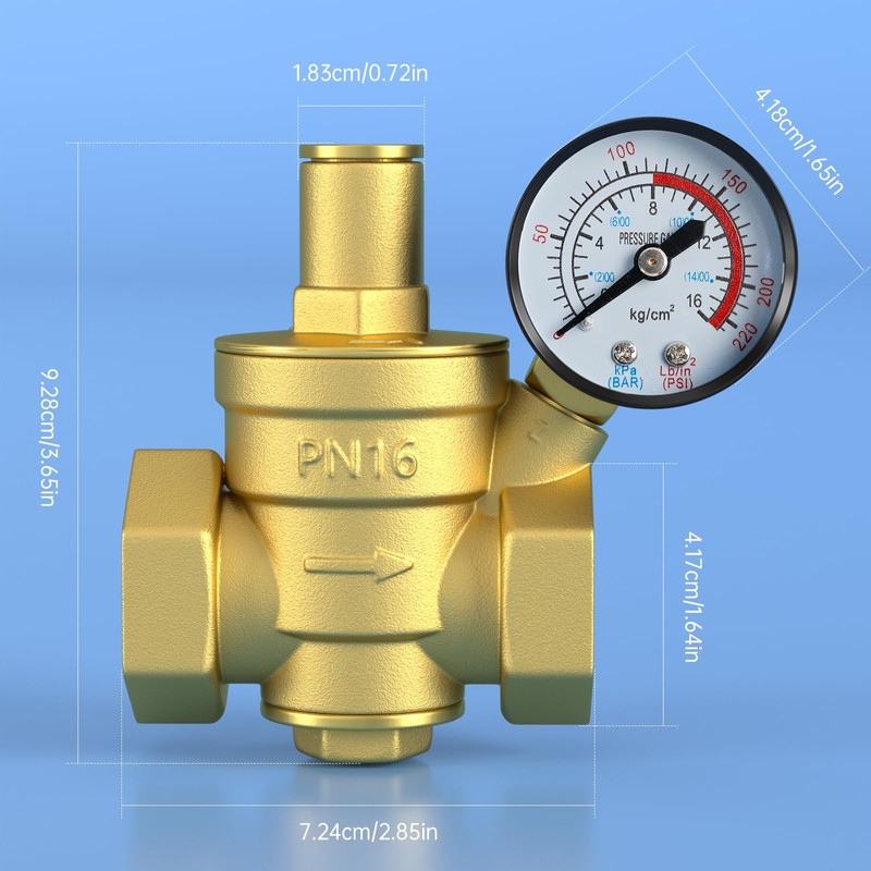 Areyourshop DN25 1" Brass Adjustable Water Pressure Reducing Regulator Valves