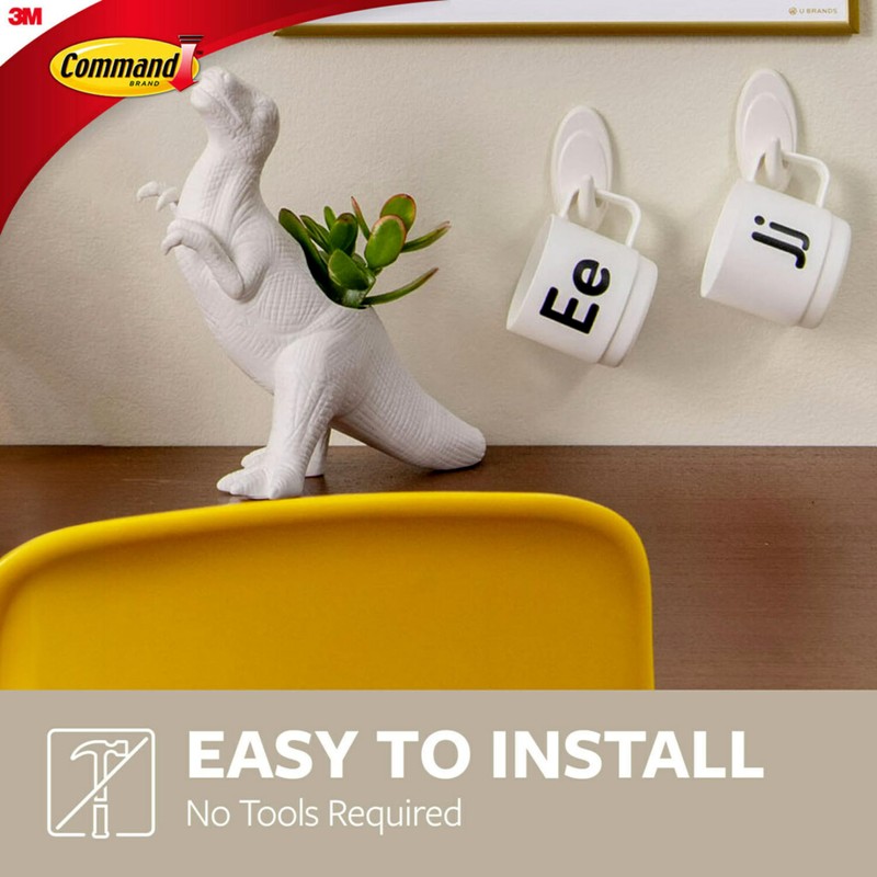 Command Indoor Terrace Hooks, 2 Hooks and 4 Strips, Damage-Free