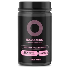 Bajo Zero Wpc Whey. Proteína de suero de leche hidrolizada sabor a fresa, 35 g de proteína por porcion, sin azúcar añadida 864 g totales.