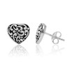 925 Oxidized Sterling Silver Filigree Heart 10 mm Post Stud Earrings, Accessories For Women, Sterling Silver, No Gemstone