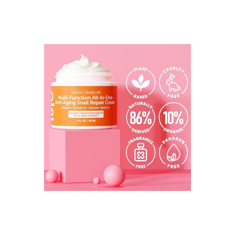 SeoulCeuticals Crema Multiusos con Extracto de Caracol, Vitamina E y