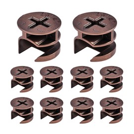 Skweawert 10Pcs Furniture Cam Lock Fasteners 12x15mm(0.47"x0.59"),Locking Cam Fitting Lock Nut Connectors for Drawer Cabinet,Compitable with IKEA Hardware Parts(Bronze)