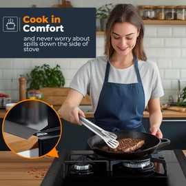 SEVCHY Silicone Stove Gap Covers (2 pack), Oven Gap Filler, Heat Resistant Stove Gap Filler, Seal Gap between Stovetop and Counter, Easy Clean (25 inch, Black)