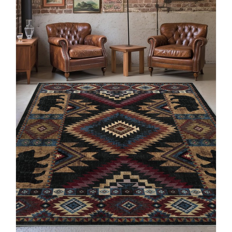 YIHOUSE Rustic Cabin Area Rug for Bedroom 5x7,Machine Washable Lodge