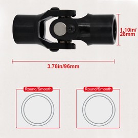 COOL STAR Single Steering Joints 3/4" Round x 3/4" Round Smooth Round U-Joint Shaft 96mm 35° Degree Black