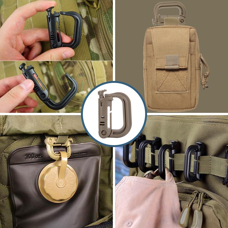 MUCHER Molle Carabiner Multi-Purpose D-Ring Plastic Buckle Carabiner Hook Tactical