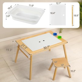 unbranded Sensory Table for Toddlers w/ Stool, Multifunction Activity Table 2 Storage Bins