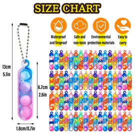 MLPKOI Pack of 30 Pop Push It Fidget Toy, Fidget Toy, Popit Keychain, Poppet Bubble Toys, Anti-Stress Sensory Pop Figetttoys Toy with Keyring for Children Adults (Random Colour)