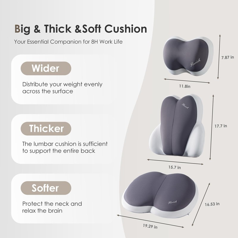 FLORICH 3 PCS Seat Cushion for Carseat Lumbar Support Pillow
