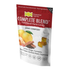 Essential Candy Complete Blend Functional Hard Candy | Joint Comfort | Organic Lemon, Ginger, Black Pepper, Turmeric, Burdock Root, Cayenne | Gluten-Free, Non-GMO, Vegan | 3 oz Bag (24 Count)