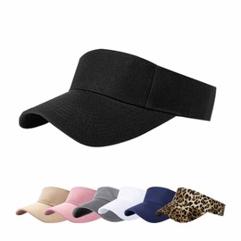 AZJ Sun Visor Hats for Women Men Adjustable UV Protection Outdoor Sports Golf Running Sun Caps (Black) (US, Numeric, 6 1/2, 7 1/4, Black)