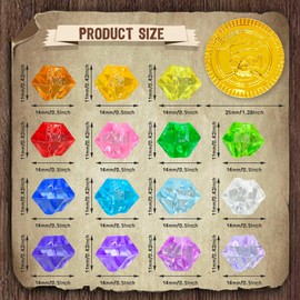 LISOPO Pack of 150 Pirate Treasure Gold Coins for Pirate Treasure, Party Bags, Souvenirs, Pirate Decoration Children's Birthday, Treasure Hunt Children's Birthday Party (50 Gold Coins + 100 Gemstones)