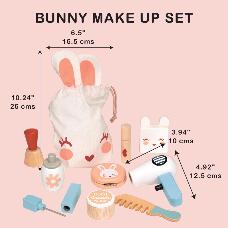 Mentari Wooden Toy Bunny Make Up Set - Pretend Play