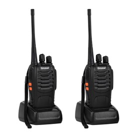 Greaval Walkie Talkies Rechargeable Long Range Two-Way Radio with Earpiece,16-Channel UHF Handheld Walky Talky with Flashlight Li-ion Battery and Charger(2 Pack)